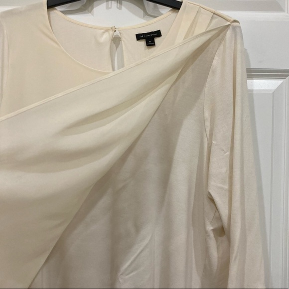 H by Halston jersey knit chiffon overlay cream top size XL - Picture 5 of 9